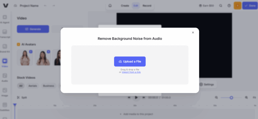 upload video on veed